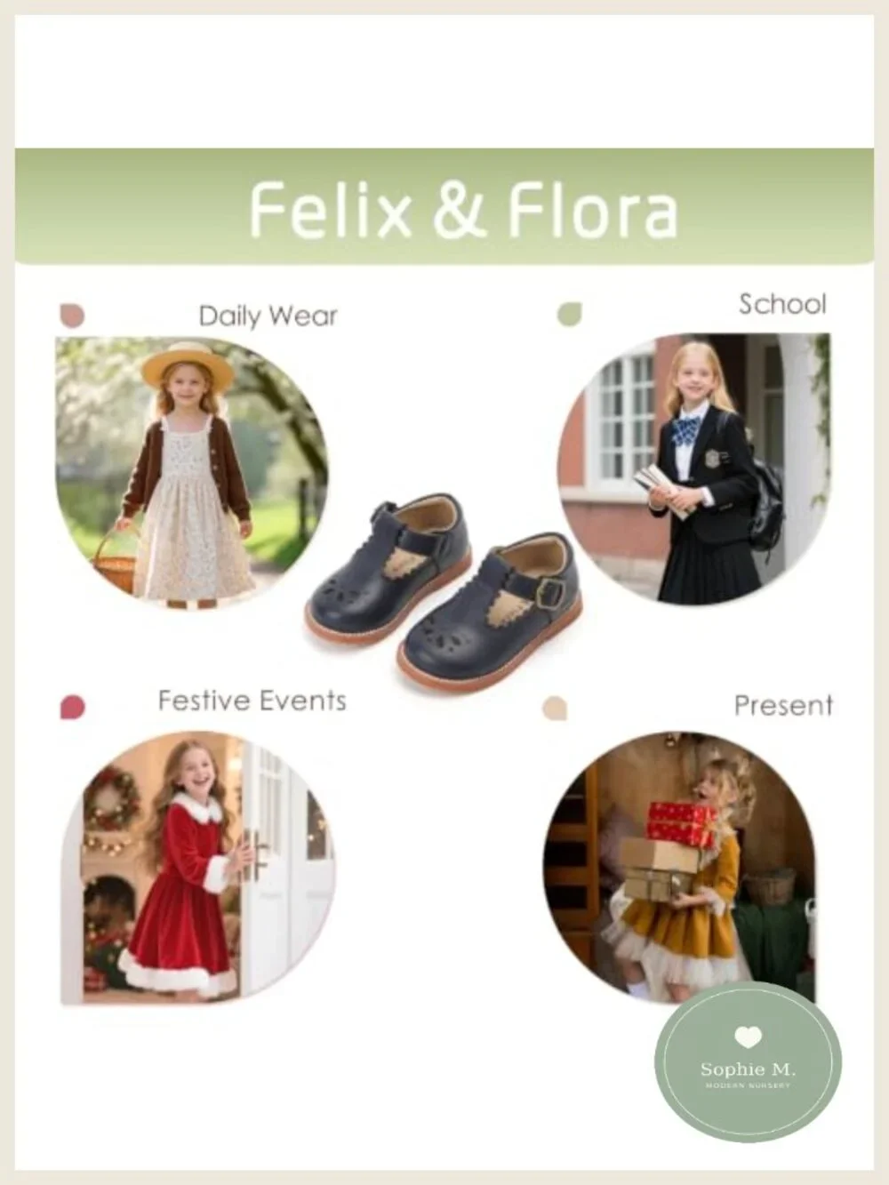 Toddler Girls Mary Jane Dress Shoes Ballet Flats Non-Slip Hook Loop Closure